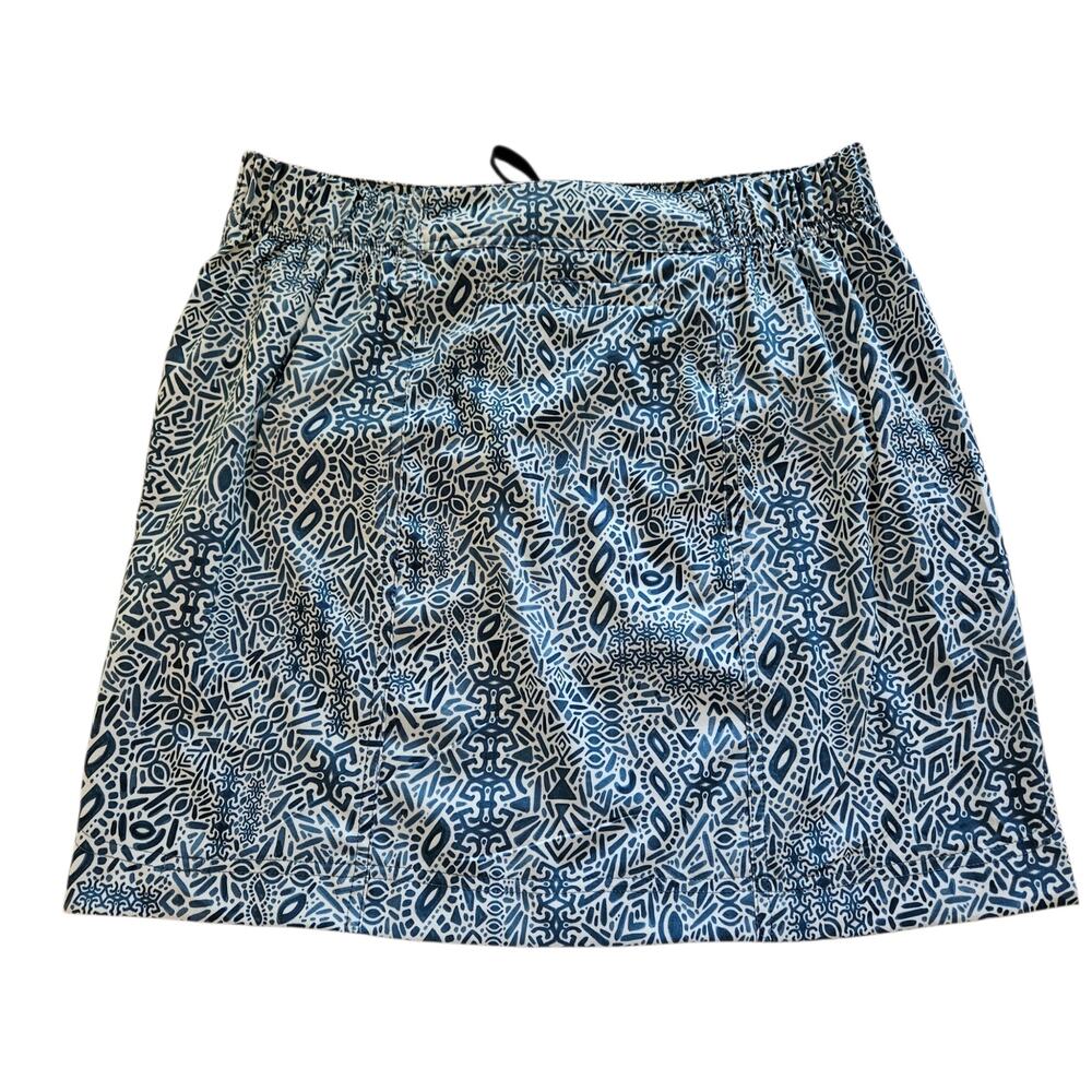 Women's Rip Skirt Hawaii Blue & White Print Tie Waist Cover-Up Medium - Picture 2 of 12